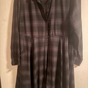 Torrid Charcoal Long Plaid Tunic Shirt/Dress Size 1X with pockets